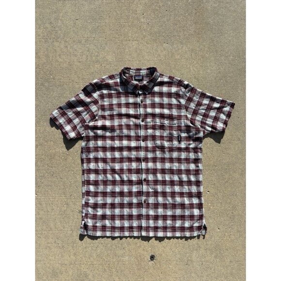 Patagonia Cropped Short Sleeve Button Up Plaid Flannel Large - Picture 1 of 6
